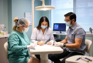 Dental team reviewing secure patient records – HIPAA compliance for dental practices