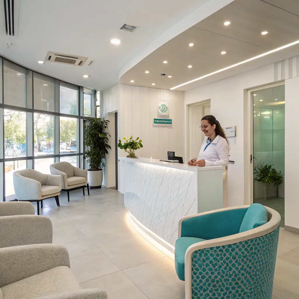 Modern dental clinic reception area representing healthcare IT modernization.